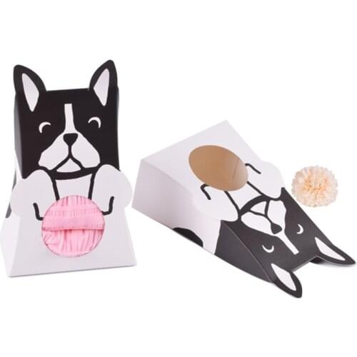 1pcs Colorful Cute Cat Dog Pets Gift Box Candy Folding Paper Packaging Box Wedding Candy Boxs Dessert kawai Baking Package Bags