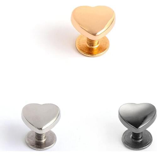 10Sets Heart Shape Metal Screw Back Rivets for Leather Craft Studs Nail Garment Belt Wallet Bag Decoration Hardware