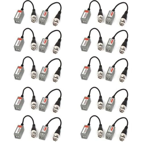 10 pairs of video transceivers balun BNC CCTV camera UTP CAT5