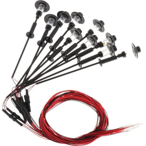 10pcs 12V Street Light Garden Park Railway Train Scenery Landscape Miniature LED Lamp Buildings Layout Diorama 1:100-1:150