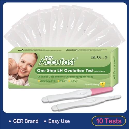 ACCUFAST 10Pcs LH Ovulation Test Midstream Accurate Fast Easy Urine Test Pen Private Medical Test Kits LH Ovulation Test Stick