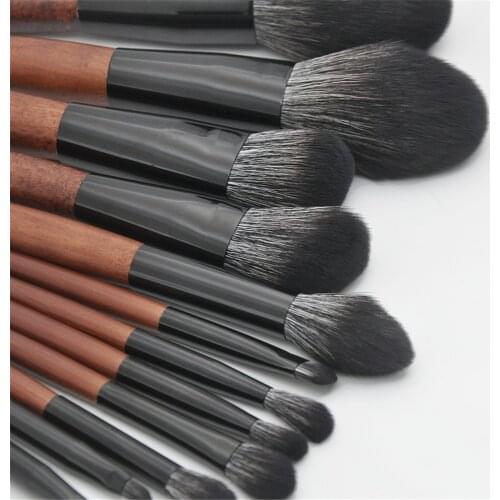 12 Pcs Sandalwood Brush With Wooden Handle Set With Black And White Fiber Wool Beauty Foundation Powder Eyeshadow Make up brush