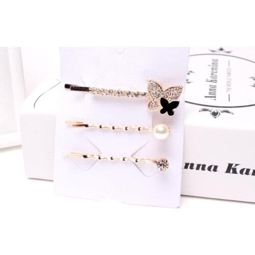 3Pcs/ Set Korea Fashion Metal Hairpins Crystal Hair Clips Hairstyle Design Accessories Hair Styling Tool