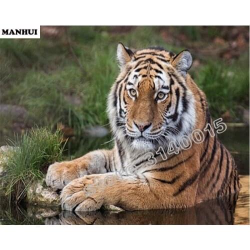 Diamond Mosaic Painting Cross Stitch Tiger Square Full Decorative Diy Diamond Embroidery Animals Fashion Gifts BFC233