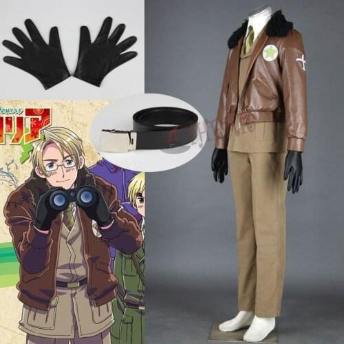 Athemis America Army Uniforms Axis Powers Hetalia/APH Cosplay Costumes Cool French Leather Coat USA Military Style Outfit