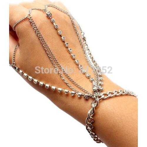 FREE SHIPPING!NEW STYLE HE017 WOMEN FASHION SILVER PLATED CHAINS SMALL RIVETS BRACELET HAND CHAINS JEWELRY 2 COLORS