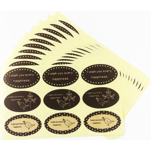 Free shipping900PCS/Lot Vintage Elliptical Pigeon I Wish You Every Happiness Brown Color Planner Album Adhesive Stickers