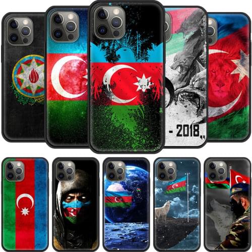 Phone Case For Apple iPhone 11 Pro 12 Pro Max XR 7 8 SE 2020 X XS Max 6 7 8 Plus Luxury Black Shell Cover Azerbaijan buta flag