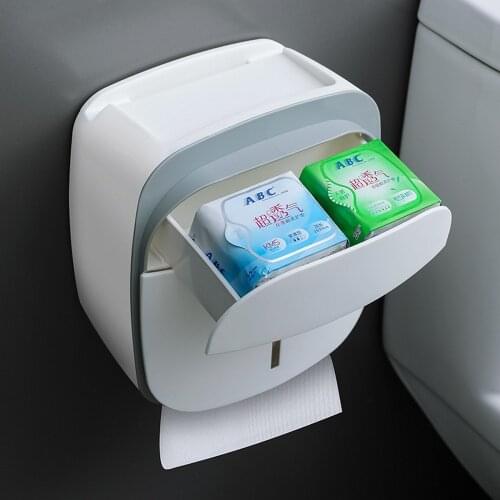 Toilet Paper Holder Waterproof Wall Mount Shelf Toilet Paper Tray Roll Paper Towel Holder Case Tube Storage Box Tray