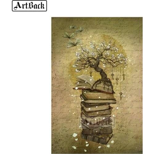 Artback square / round full diamond painting book tree landscape cross stitch diy 5d diamond art mosaic embroidery craft sticker