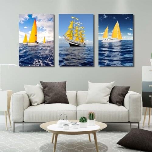 Sea And Sailboat Poster Print Landscape Canvas Painting Picture Aisle Home Wall Art Graffiti Bedroom Modern Decoration Custom