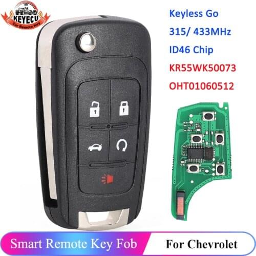 KEYECU Replacement Flip Rmote Key Fob 4 Button 433MHz ID46 for Holden VF COMMODORE 2013+ Not Prox Uncut HU100 Blade
