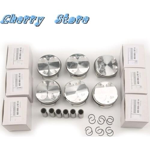 6Pcs 3.0L L6 20MM 11 25 7 558 528 Piston & Ring Set For BMW E63 E64 630i N52B30B F02 730Li N52B30AF X1 E84 X5 E70 Z4 E85 E89 E86