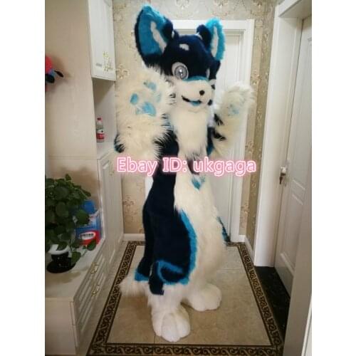 Best Quality on Ali Professional Fursuit Blue Cat Fox Cosplay Birthday Costume fox Party Fancy Dress Carnival Gift