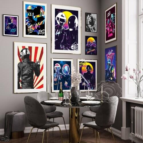 Wall Stickers Legend Music Star Daft Punk Poster Electronic Music Bar Pub Club Fans Wall Art Decor Wall Picture Print Canvas