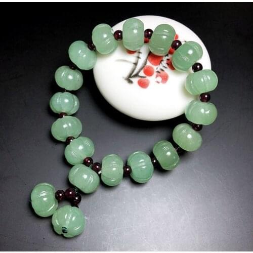 Genuine Natural Jade Gold Silk Jade Bracelet Classic Pumpkin Bead Bracelet Men and Women Lovers Fashion Single Ring Bracelet