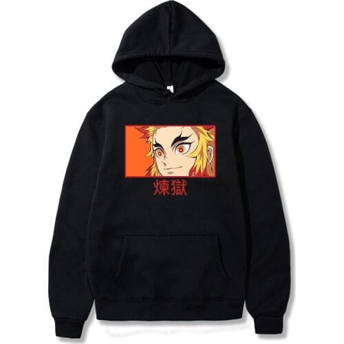 2021 New Arrival Anime Costume Demon Slayer Kyojuro Rengoku The Flame Hashira Printing Hoodie Harajuku Pullover Sweatshirt