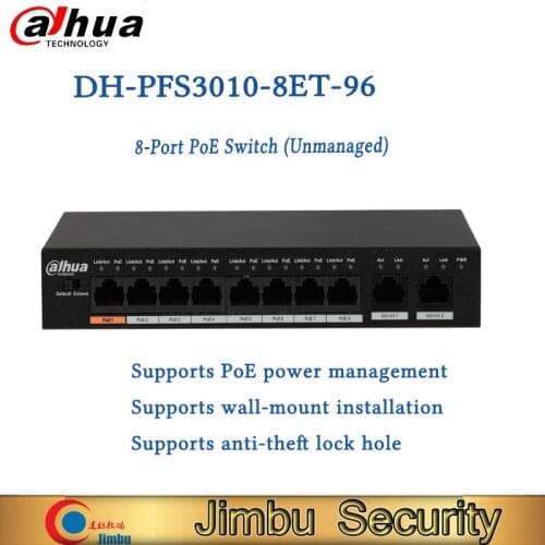 DaHua Original PoE Switch DH-PFS3010-8ET-96 8-Port Switch with Wall-Mounted Anti-Theft Function