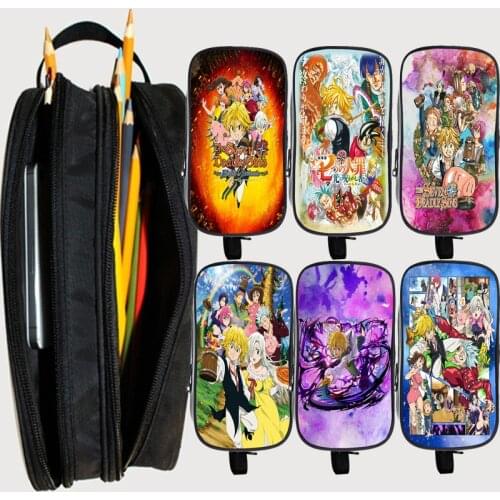 The Seven Deadly Sins Pencil Box for Boys Girls Anime Pencil Case Student Storage Bag Kids Double Layer Pen Bags Children Gifts