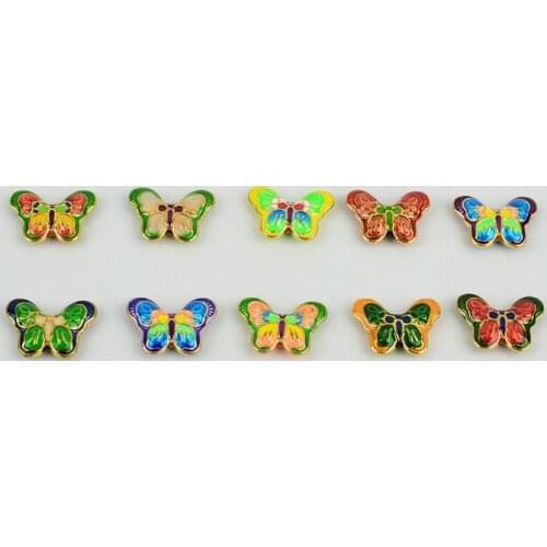 Alloy Oil Dripping Cloisonne Burnt Blue Double-Sided Butterfly Cheongsam Buckle Placket Chinese Clothing Bracelet Pendant