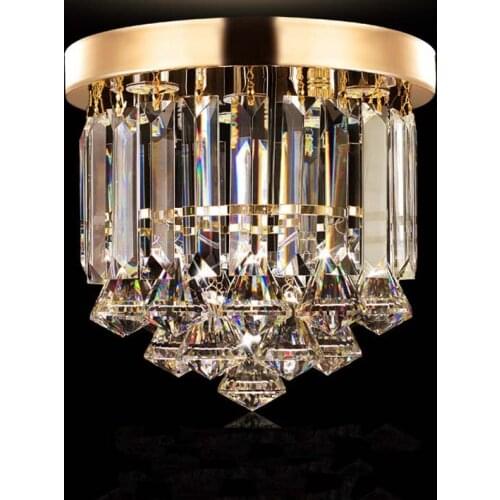 Pendant light FREE led Bulb K9 Crystal Champagne OR Clear Crystal Metal Round design for Foyer bar hotel coffe shop