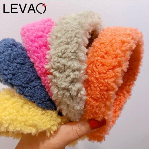 Leveo Teddy Style Thick Headband Hair Bands for Women Winter Warm Cashmere Hairband Solid Color Wide Hair Hoop Ornament