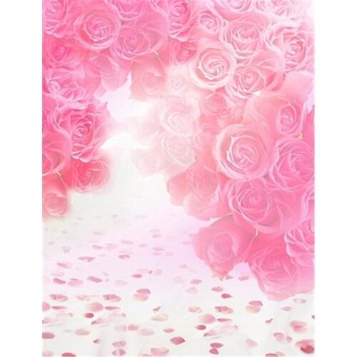 Pink Rose Floral Backdrops Newborn Digital Printed Photography Background Backdrops for Wedding Big Rose Wedding fotografia