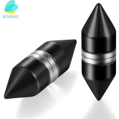 BONISKISS Punk Men & Women Earrings Magnetic Stud Earrings Magnet Fake Plugs No Piercing Clip On bijoux acier inoxydable femme