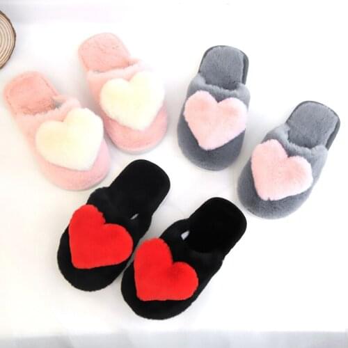 Cute Home Slippers Women Shoes Winter Indoor Fur Flip Flop Parent-child Floor Soft Stripe House Shoe Girl House Shoes Zapatillas