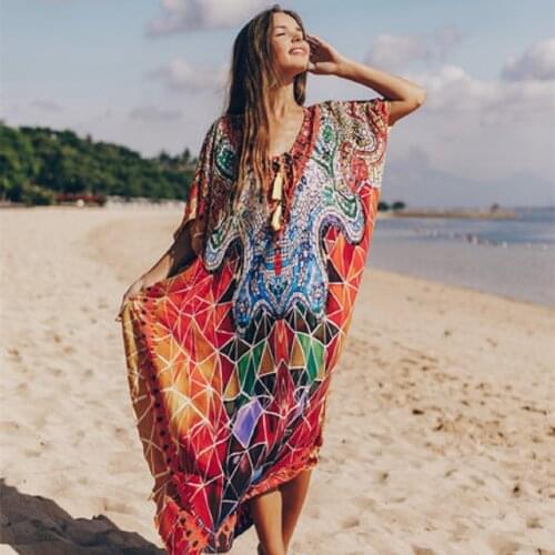Plus size Beach Maxi Dress Bathing suit Salida de Playa Kaftan Beach Swimwear Cover up Playeros
