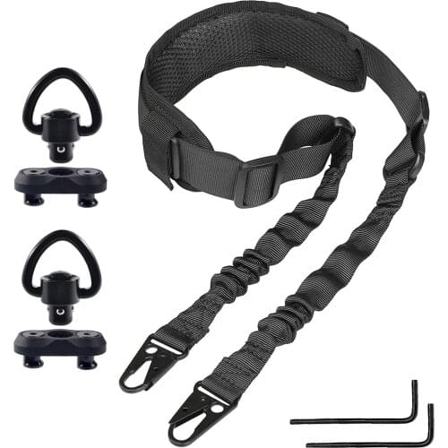 QD Sling Mount Swivels with QD Sling - 2 Pack 1" Quick Detach QD Sling Swivels Adapter | D-Loop Sturdy Rotatable Locking Design