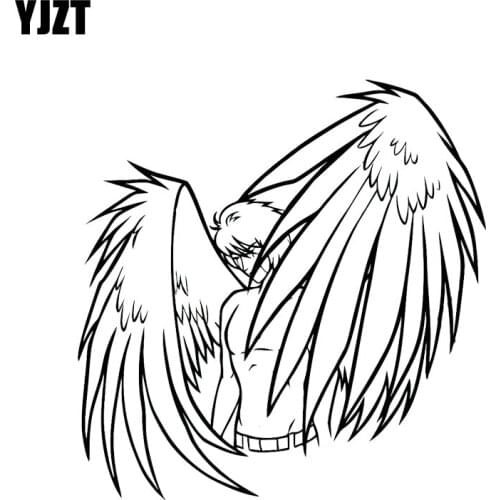 YJZT 15.2*15.7CM Cool Fitness Warrior Man Angel Car Sticker Silhoutte Design Decal Black/Silver Covering The Body C20-1509
