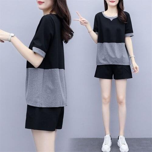 Women Plus Size XL-5XL Sports Short Suit Top And Pant Two Piece Tracksuit Matching Set Outfit 2020 Summer Big Clothes