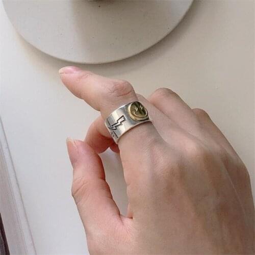 Women Ring Adjustable Smiling Cute Smiley Wholesale Fashion Happy Faces Simple Silver Color Open Rings Tears Bear Flower