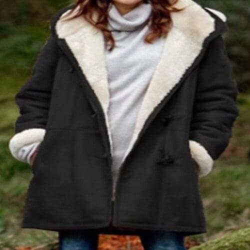 Womens Winter Warm Coats Lightweight Hooded Thicken Long Jackets with Horn Button HSJ88