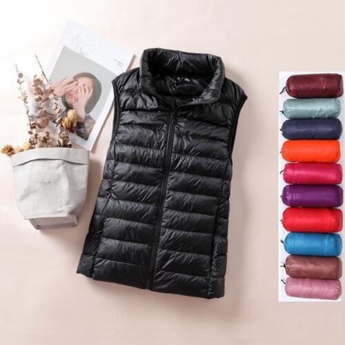 Ultralight Down Vest Women 2021 New zipper Sleeveless Women Duck Down Waistcoat Puffy Padded Warm Vest Jacket Waistcoat Portable