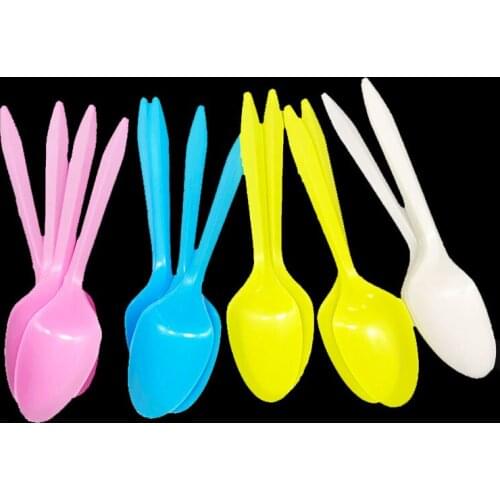 12pcs/lot Solid Color theme disposable plastic spoons Plain Color theme party decorations Pure Color disposable spoons