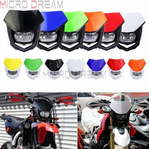 13 Colors Universal 12V H4 Headlight Fairing Motocross Enduro Supermoto Dirt Bike Head Light Mask For Honda Yamaha Kawasaki