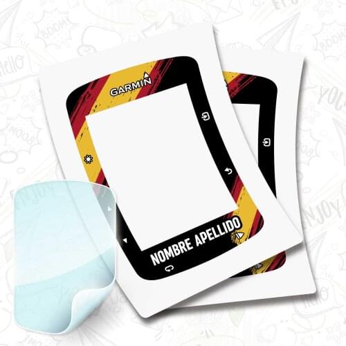 2 X flag stickers Spain name on vinyl for GARMIN 520 + PROTECTOR hydrogel bike BTT bike customizable