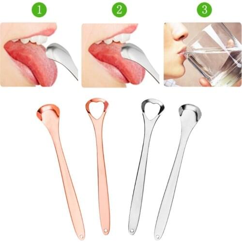 D0JF Tongue Scraper Stainless Steel Tongue Cleaner Professional Reduce Bad Breath Tongue Scrapers Help Your Oral Hygiene