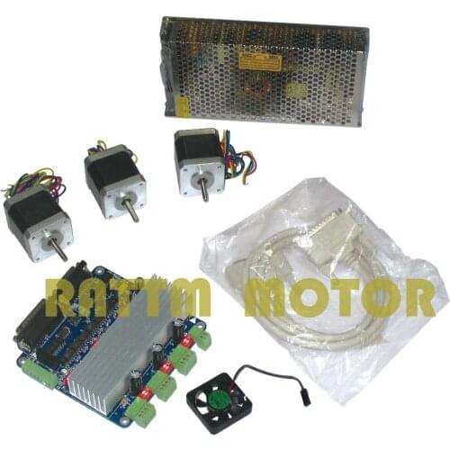 3 Axis CNC controller kit 3 NEMA17 78oz-in stepper motor + 3 axis TB6560 CNC driver board