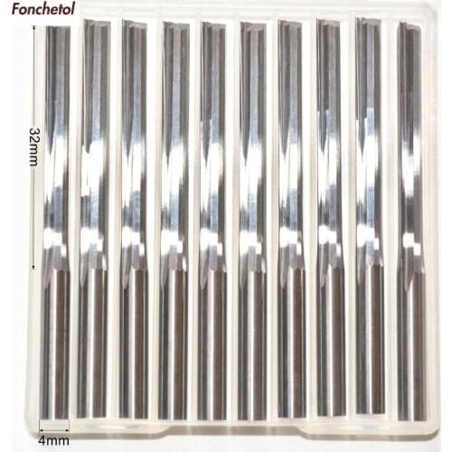 4mm*32mm-10pcs CNC solid carbide End Mill,tungsten steel woodworking insert router bit,2 Flutes Straight cutter,MDF,foam,plywood