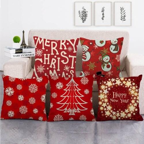 45cm*45cm Christmas happy holiday design linen cotton pillow covers sofa pillow case cushion cover