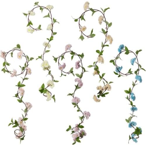 5pcs Artificial Sakura Leaves Vine String For Flower Arrangem Plant Wall Wedding Arch Party Home Garden Hotal Decorative