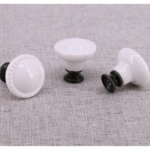 8PCS Ceramic White Door Knob Drawer Cabinet Kitchen Wardrobe Handle furniture door hardware handles pulls porcelain knobs