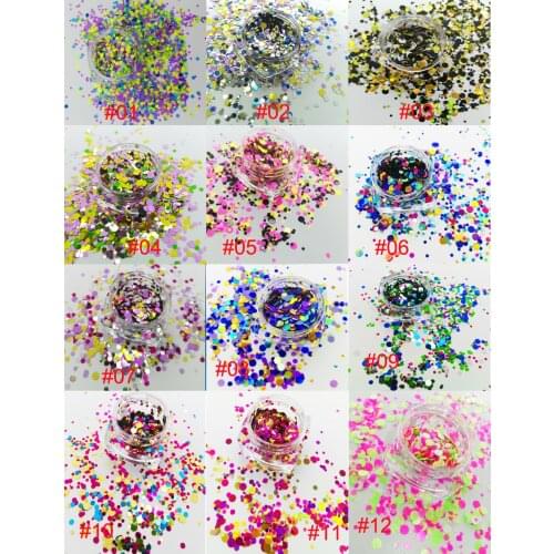 USD9/50grams Glitter Mixed Round Dots Spangle Nail Sequin Glitter Flake Shape for DIY Craft Glitter Nail Art Gel Acrylic Makeup