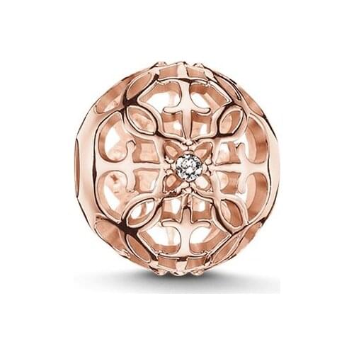 Rose Gold Color Arabesque Pattern Beads, Fashion Thomas Style DIY Karma Beads for Ts Jewelry Making Fit Bracelet for Women Men