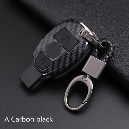 Carbon Pvc Car Key Case Cover For Mercedes W203 W210 W211 Amg W204 C E S Cls Clk Cla Slk Classe Smart Car Keychain For Benz