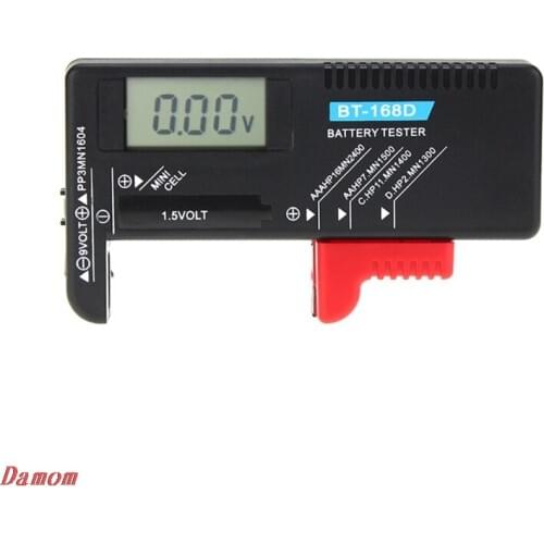 BT168D Digital Battery Capacity Tester LCD for 9V 1.5V AA AAA Cell C D Batteries