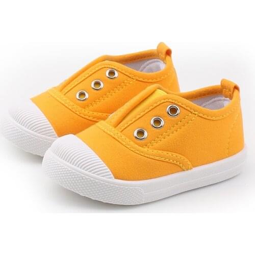 Children Slip-On Flat Canvas Sneakers For Toddler Baby Girls Boys Red Yellow School Sports Shoes 1 2 3 4 5 6 Years Autumn 2021